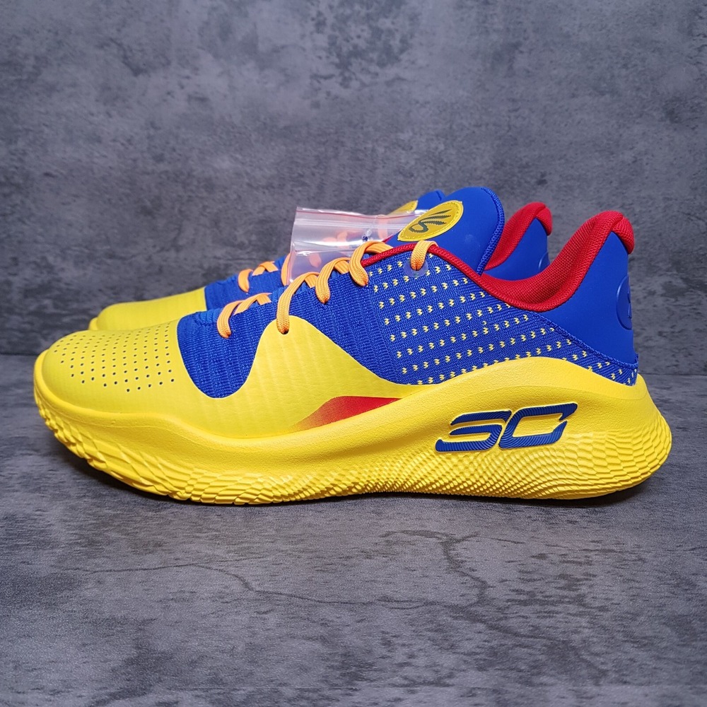 UNDER ARMOUR Curry 4 Flotro Curry Jam Basketball Shoes Mens 13 Blue Yellow
